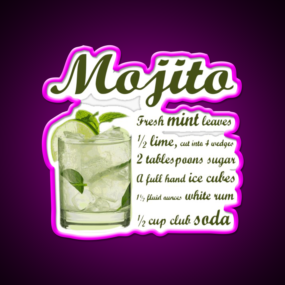 Mojito Cocktail Bar Decor Led Neon Sign For Wall Decor Rgb Color - Neon sign mounted on wall in room