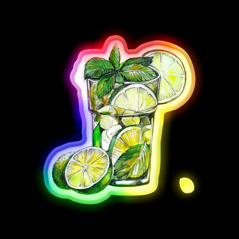 Mojito Cocktail Bar Decor Led Neon Sign Rgb Color - LED neon sign close-up detail