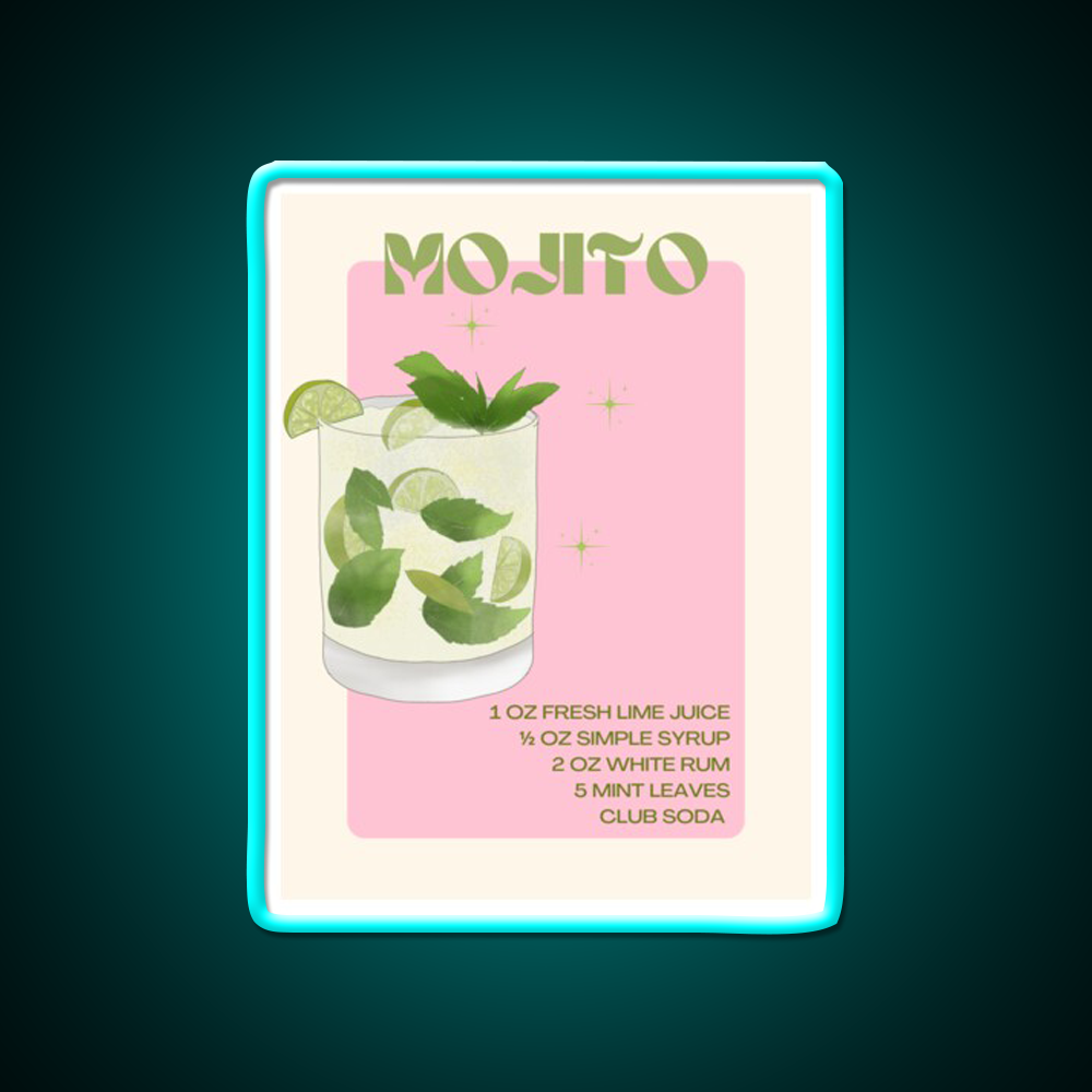 Mojito Cocktail Bar Decor Led Neon Sign Neon Party Signs Rgb Color - Size and dimension reference