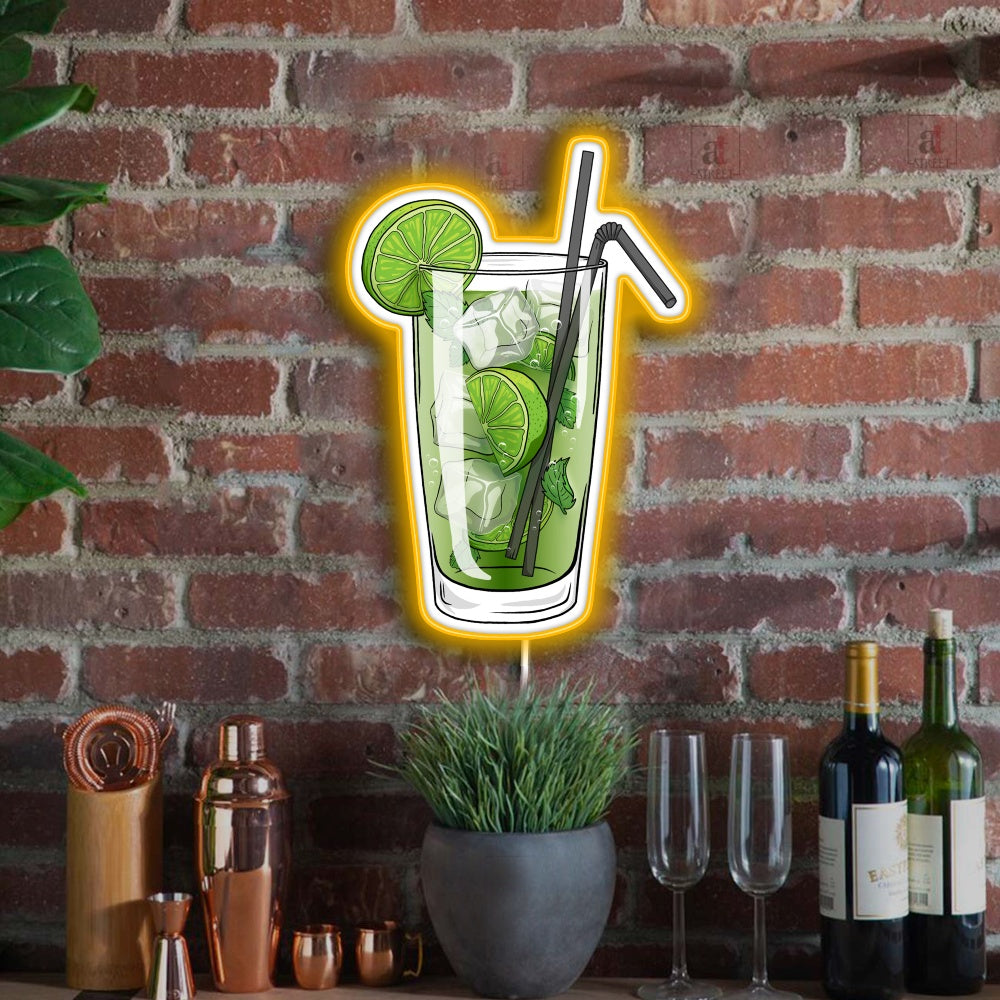 Mojito Led Neon Sign Wine Lover Neon Signs - Custom LED neon sign front view