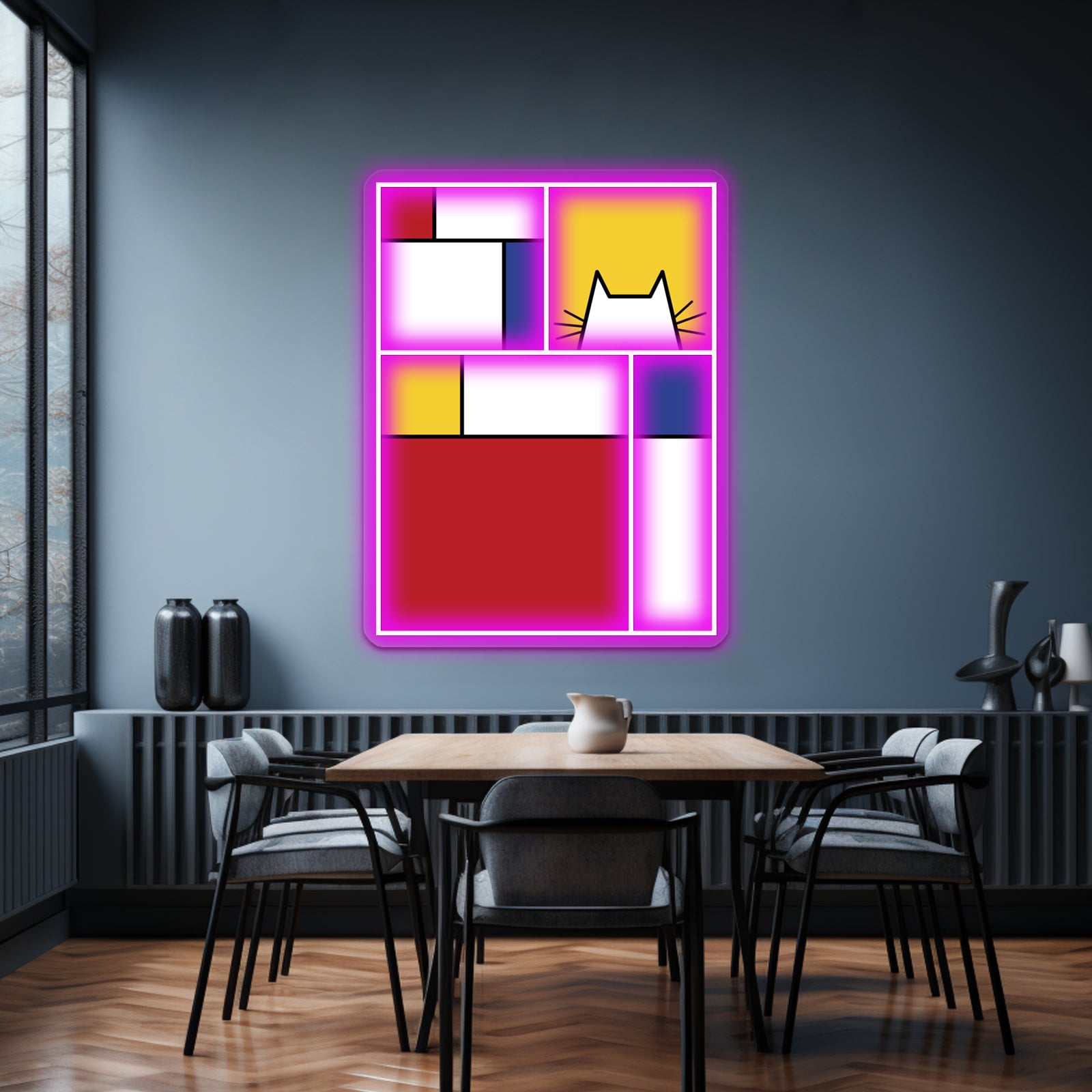 Mondrian Cat Wall Artwork Neon Signs | Shineneon