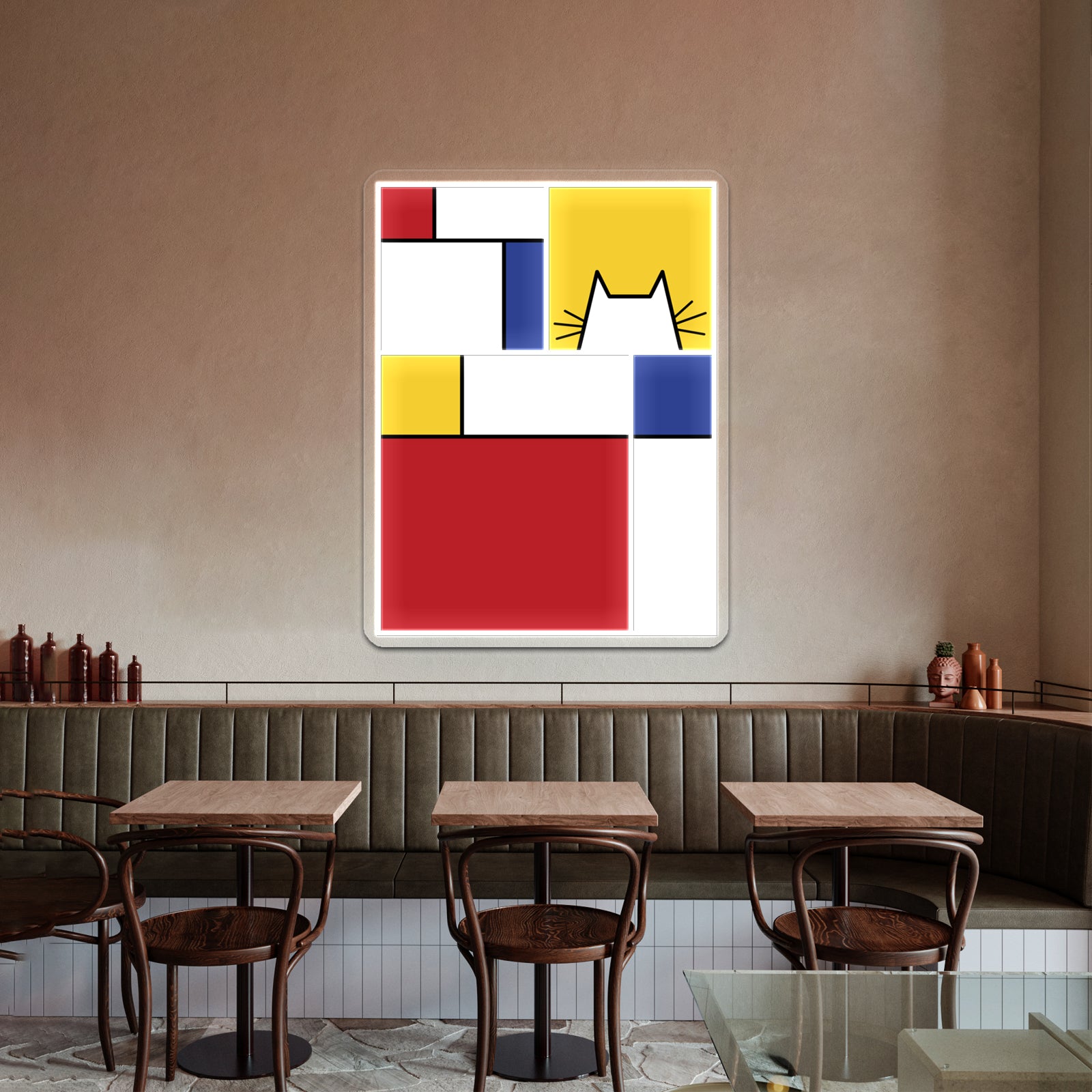 Mondrian Cat Wall Artwork Neon Signs | Shineneon