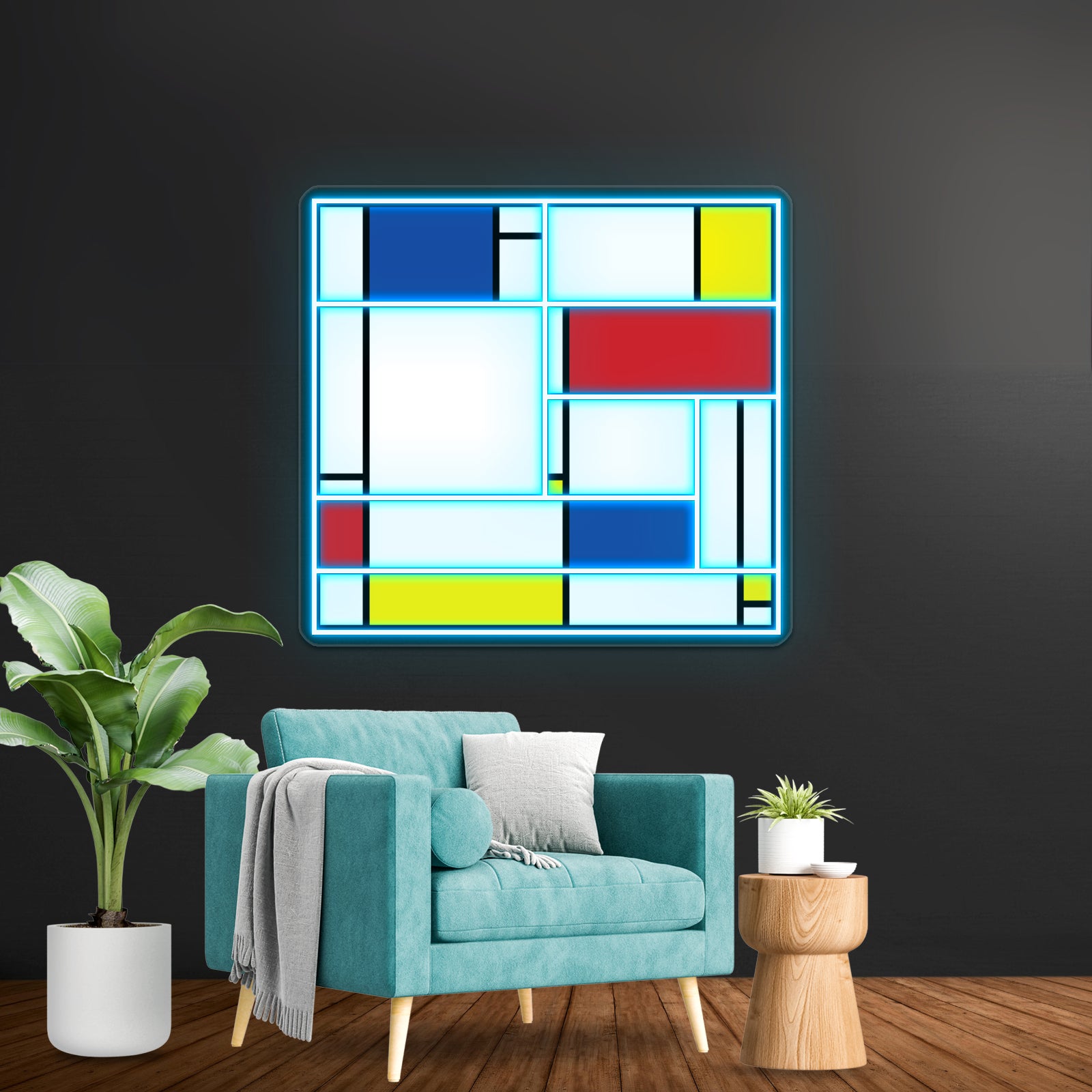 Mondrian Minimalist De Stijl Modern Art Fatfatin Wall Artwork Neon Signs | Shineneon