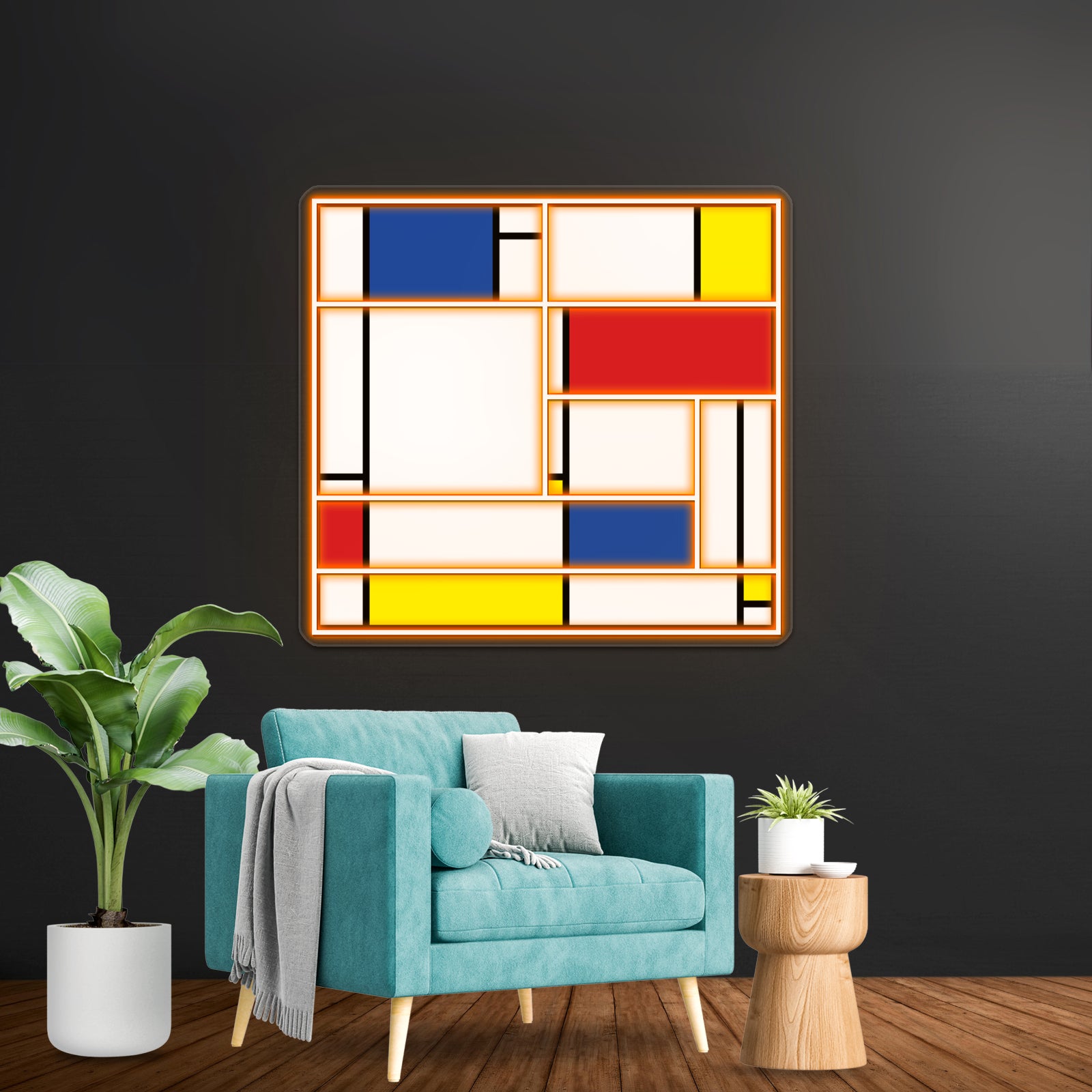 Mondrian Minimalist De Stijl Modern Art Fatfatin Wall Artwork Neon Signs | Shineneon