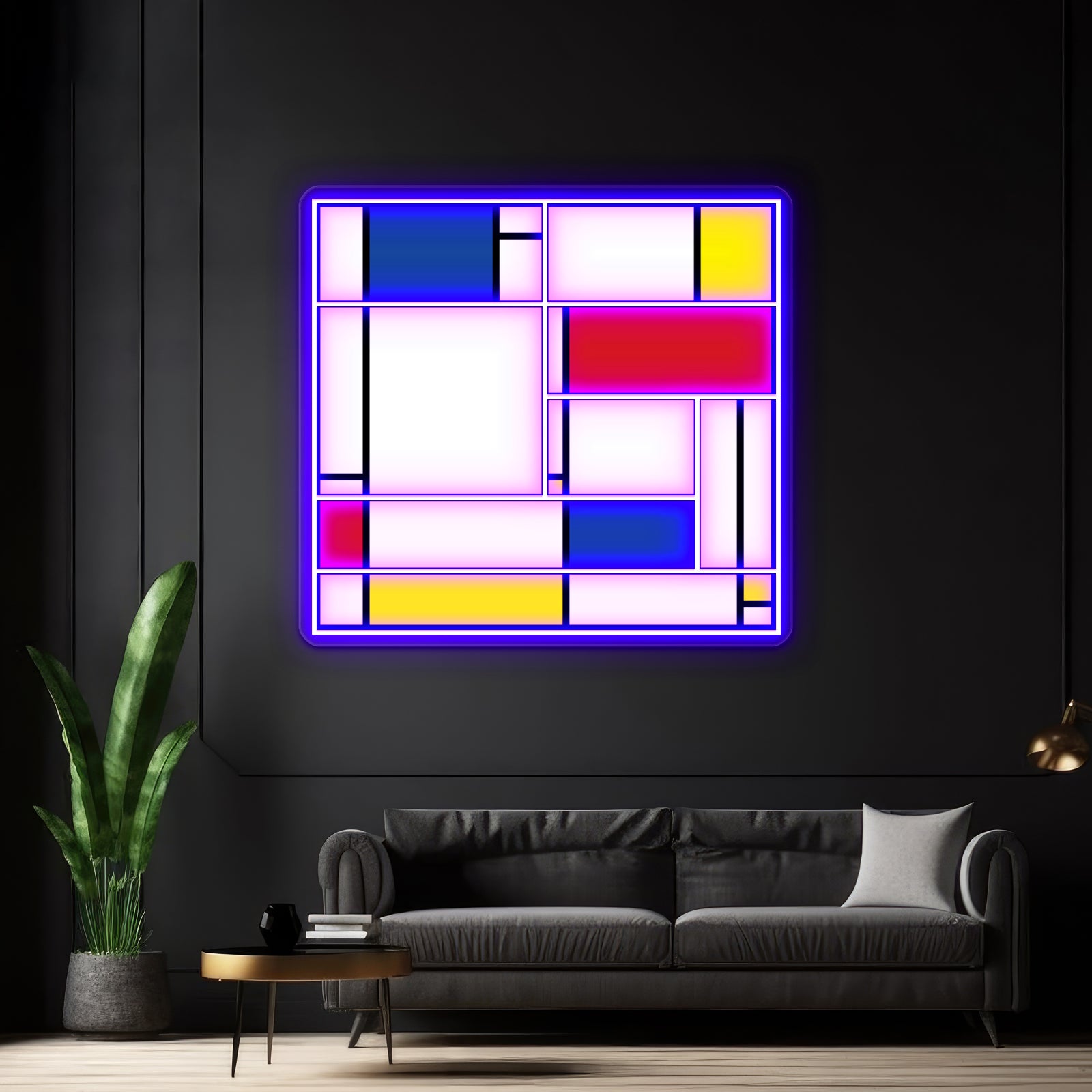 Mondrian Minimalist De Stijl Modern Art Fatfatin Wall Artwork Neon Signs | Shineneon