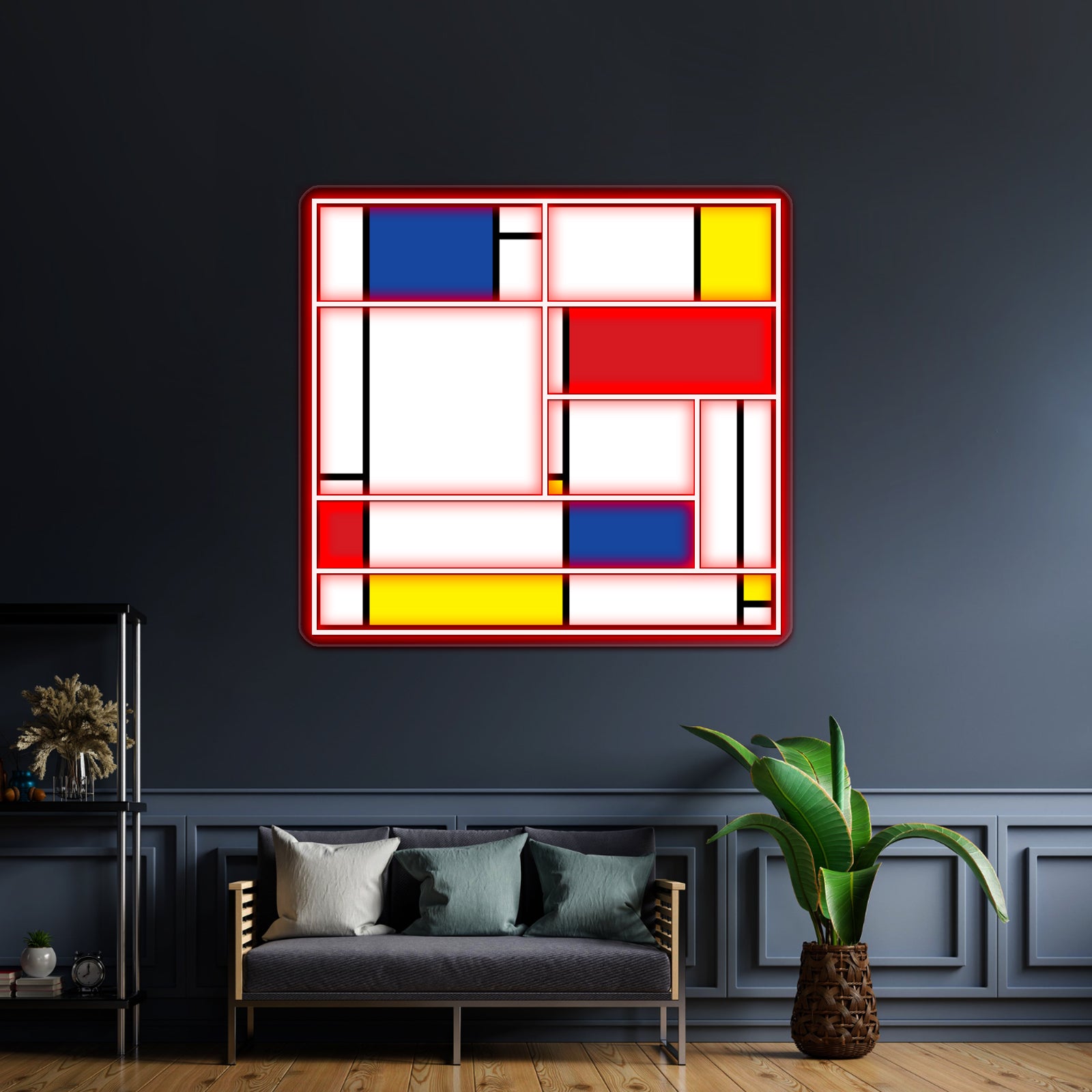 Mondrian Minimalist De Stijl Modern Art Fatfatin Wall Artwork Neon Signs | Shineneon