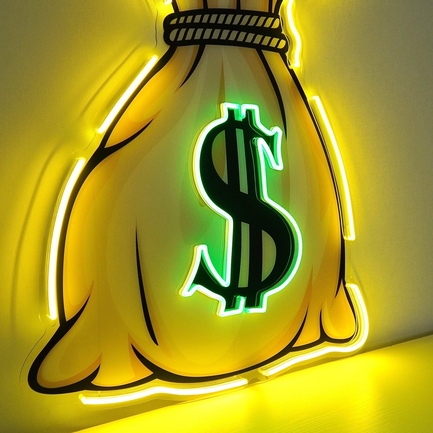 Money Bag Dollar Sign Uv Printed Led Neon Sign For Financial And Home Decor | Shineneon