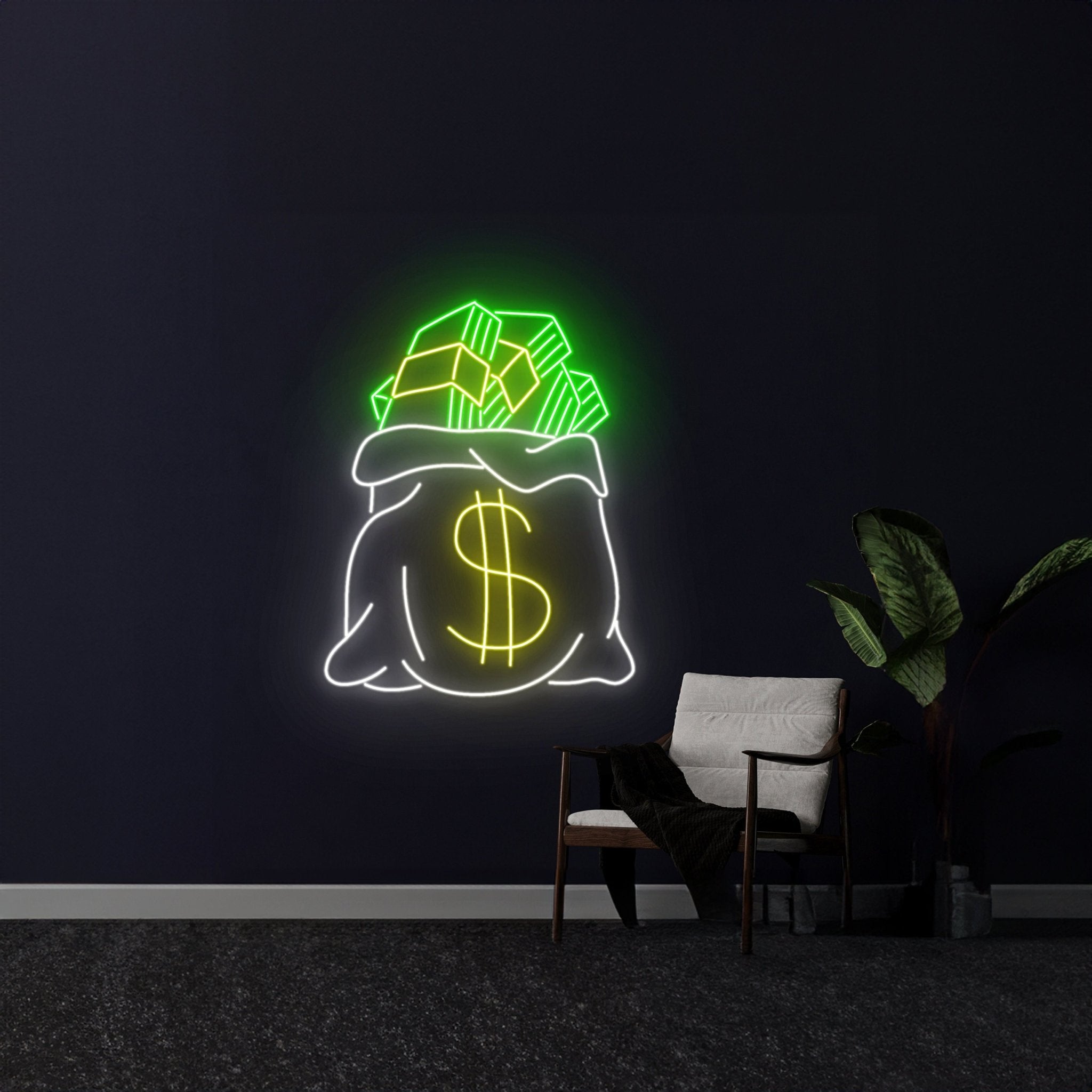 Money Bag Led Sign Money Bag Room Wall Decor - Shineneon