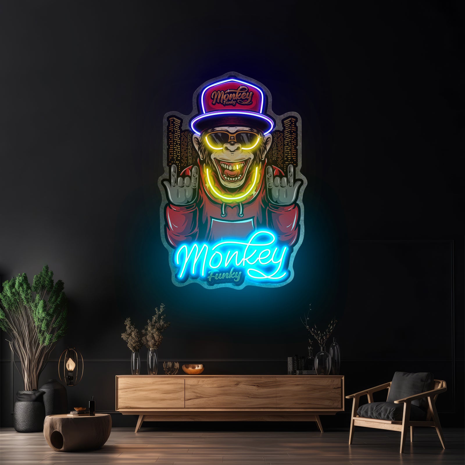 Monkey Gold Chain Led Neon Sign Light Custom Led Signs
