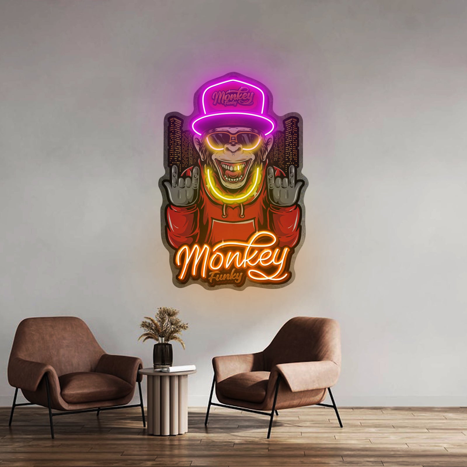 Monkey Gold Chain Led Neon Sign Light Custom Led Signs