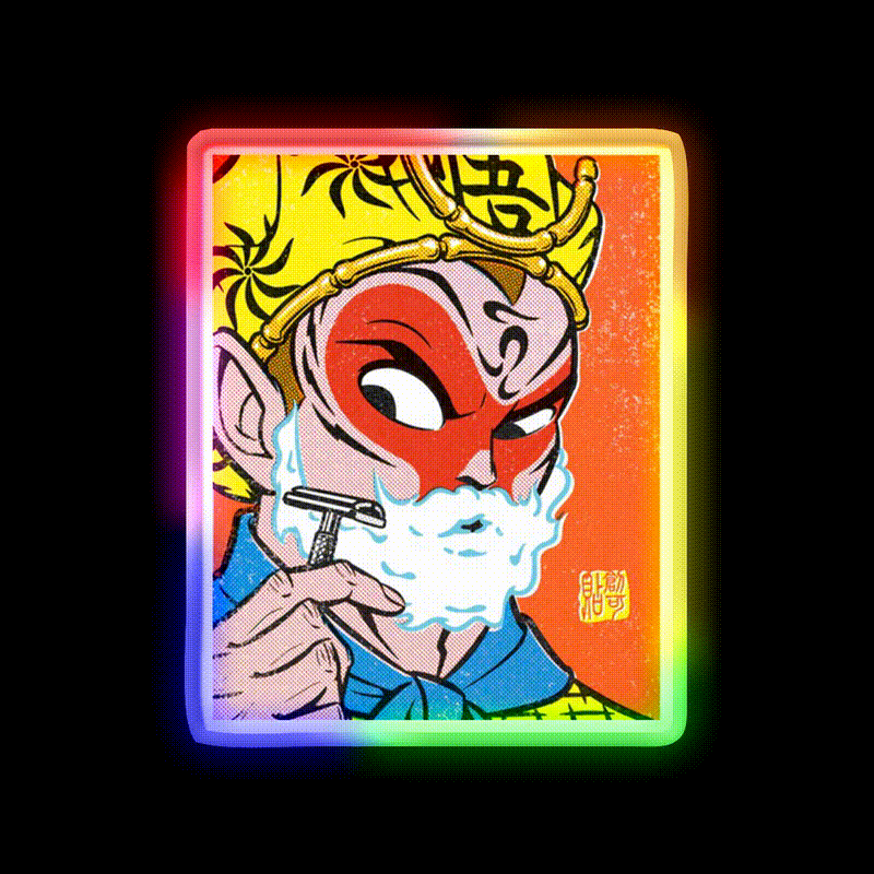 Monkey King Shaving Led Neon Sign Chinese Food Rgb Color