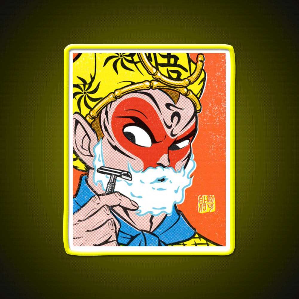 Monkey King Shaving Led Neon Sign Chinese Food Rgb Color