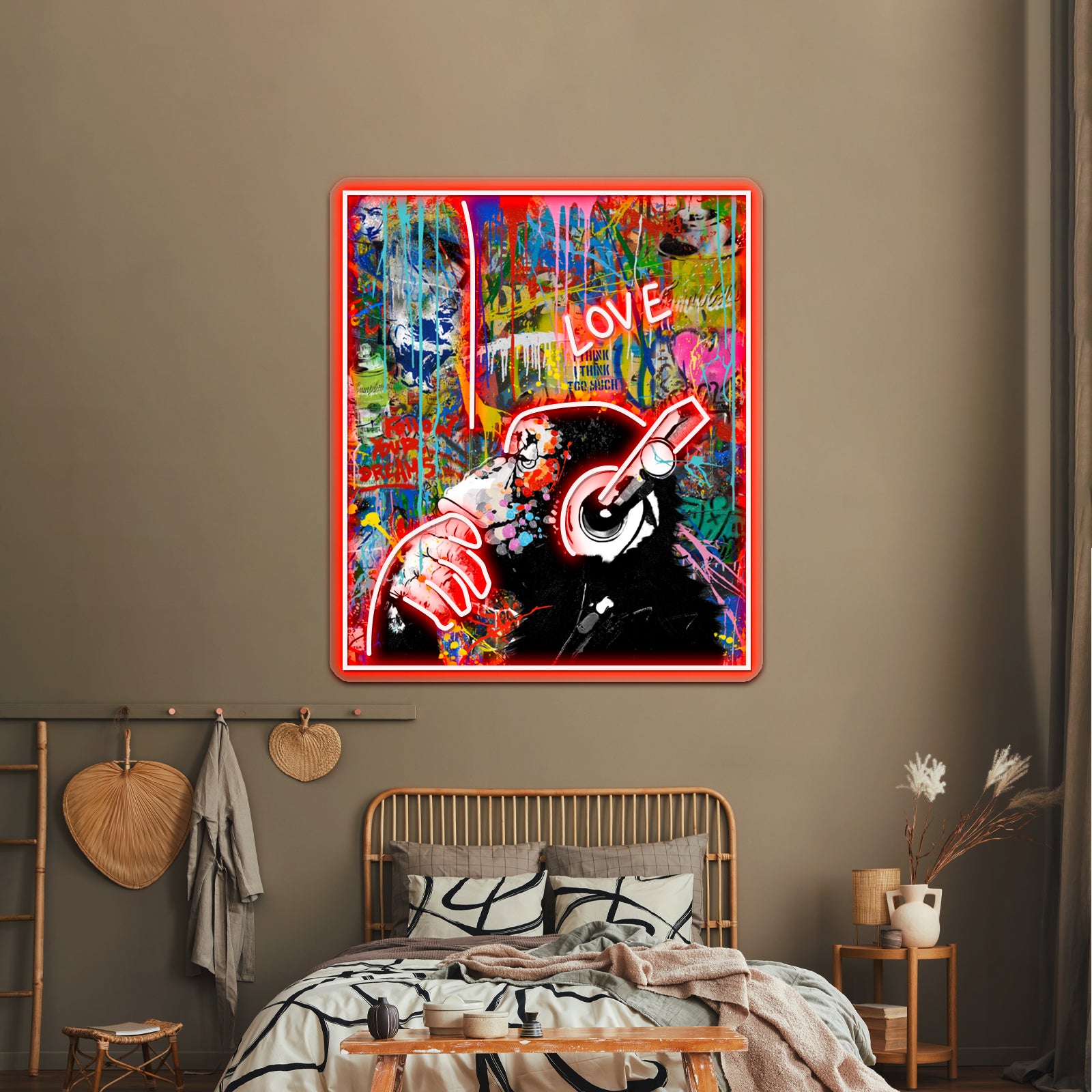 Monkey Thinker Banksy Urban Pop Colorful Artwork Neon Wall Signs | Shineneon