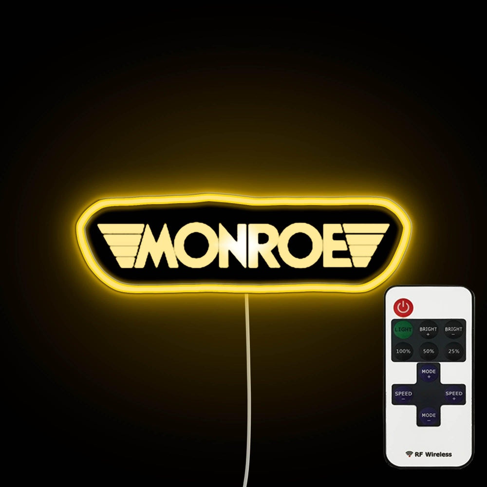 Monroe Shocks Logo Neon Sign - Custom LED neon sign front view