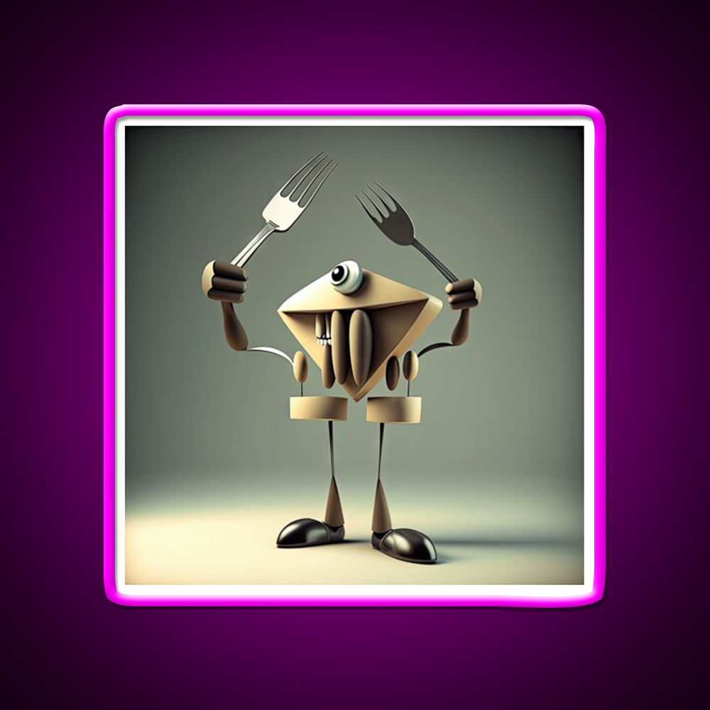 Monster Cook With Knife And Fork Man Cave Bar Led Neon Sign Bar Decor