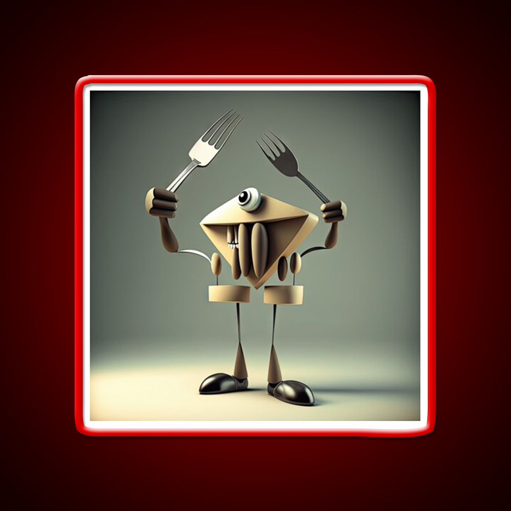 Monster Cook With Knife And Fork Man Cave Bar Led Neon Sign Bar Decor