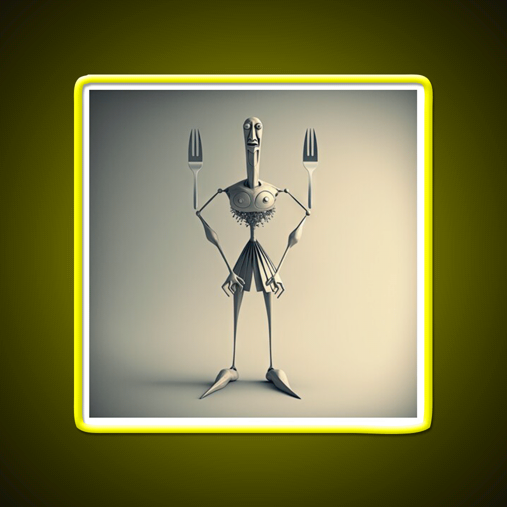 Monster Cook With Knife And Fork Man Cave Bar Led Neon Sign