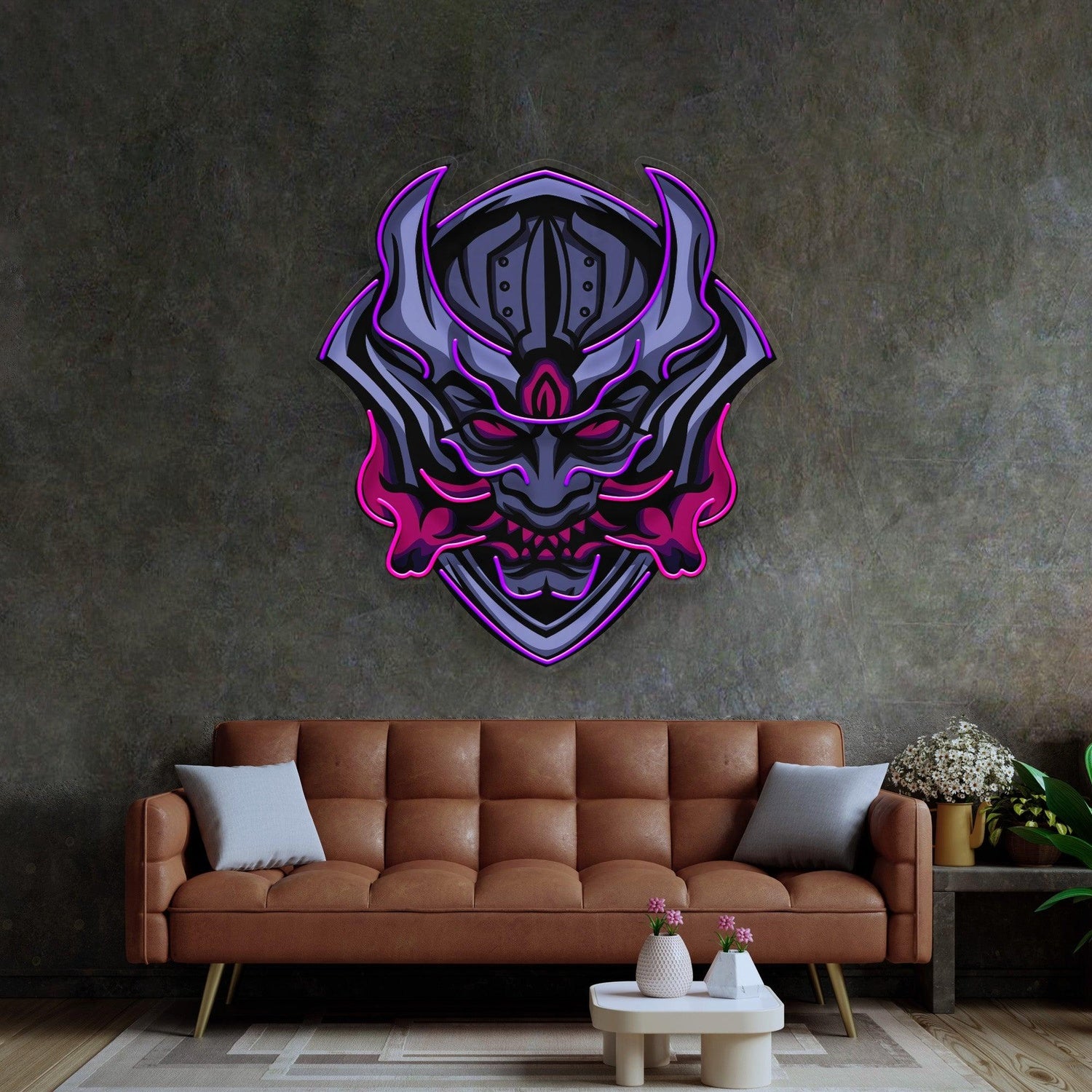 Monster Demon Mask Purple-Pink Uv Printed Led Neon Sign For Home Bar Gaming Room Decor | Shineneon