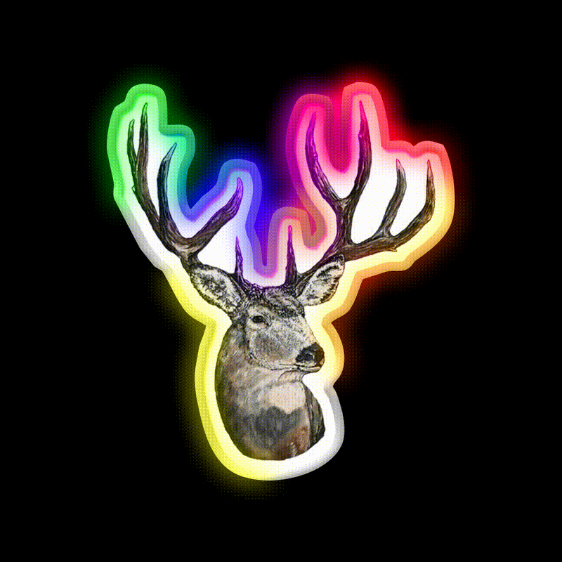 Monster Mule Deer Buck Fast Food Led Neon Sign For Burger Place Rgb Color