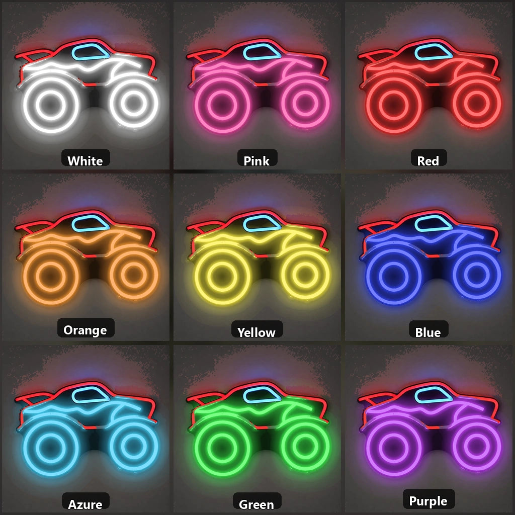 Monster Truck Vintage LED Neon Sign color grid