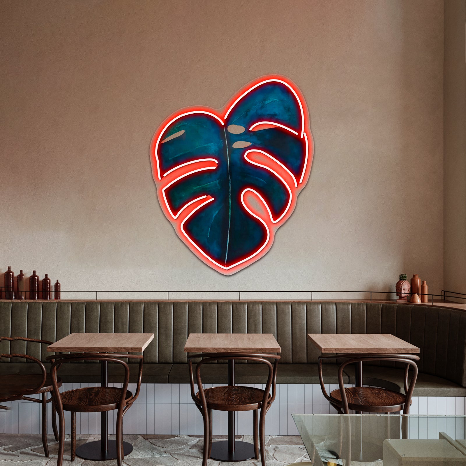Monstera Leaf Coral Wall Artwork Neon Signs | Shineneon
