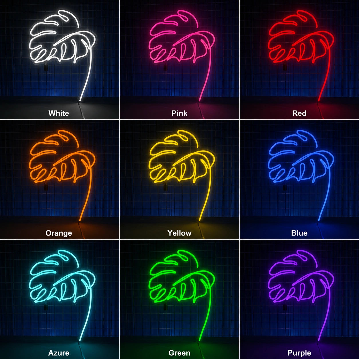 Monstera Leaf Neon Sign LED Neon Sign color grid
