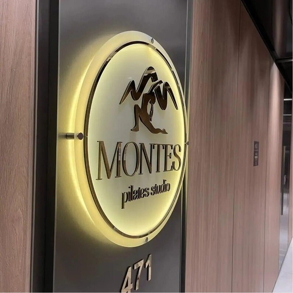 Montes Pilates Studio Acrylic Business Logo Sign - Shineneon