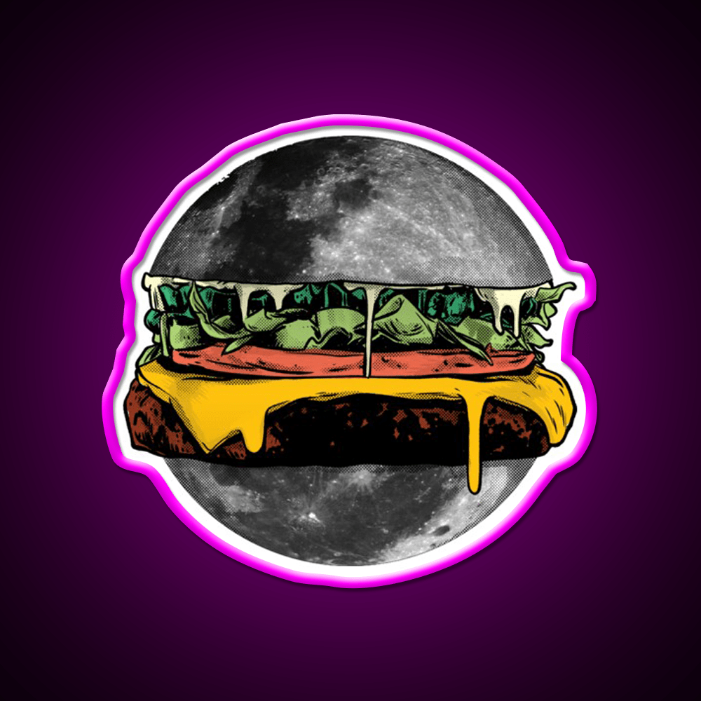 Moon Burger Fast Food Led Neon Sign For Burger Place Rgb Color - Shineneon