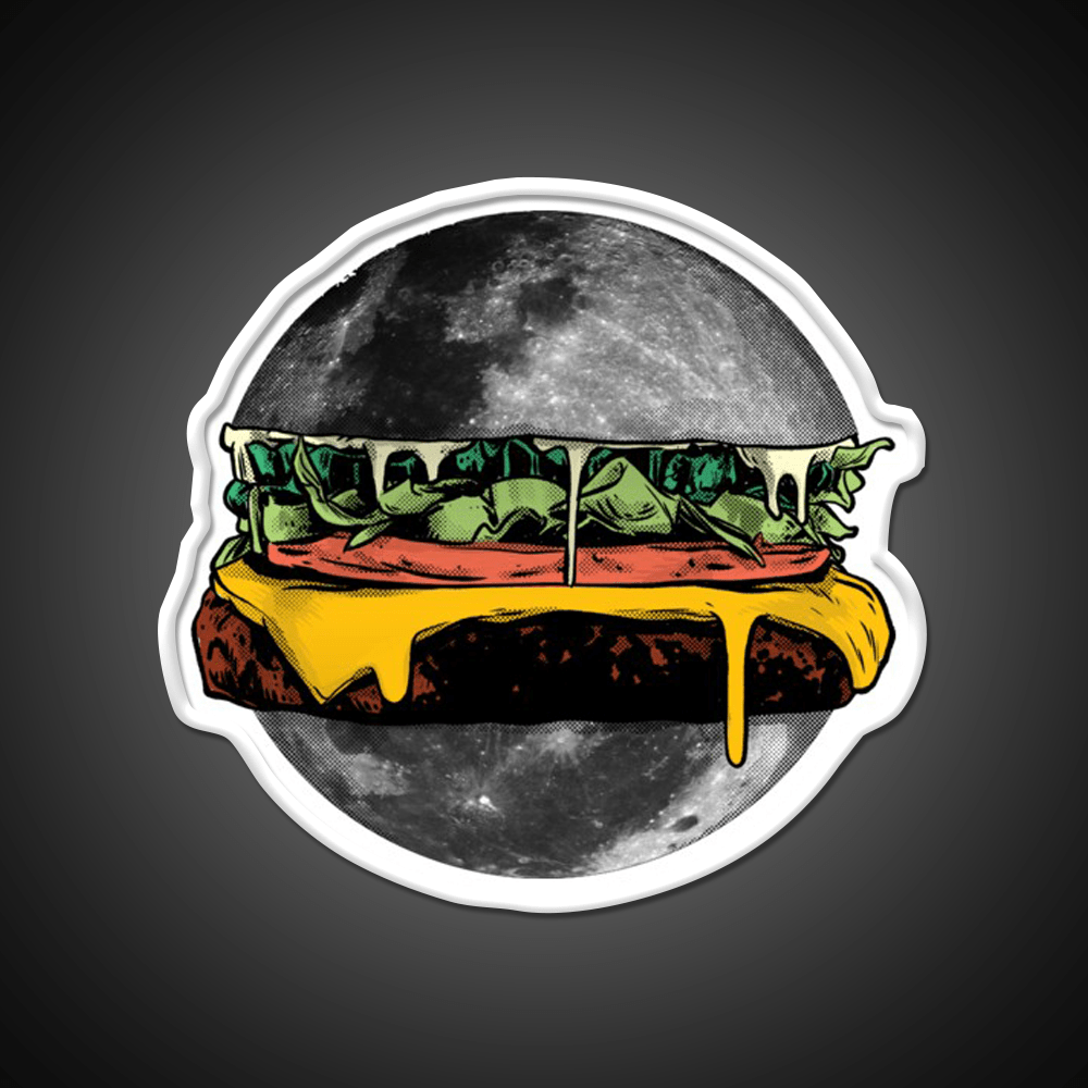 Moon Burger Fast Food Led Neon Sign For Burger Place Rgb Color - Shineneon