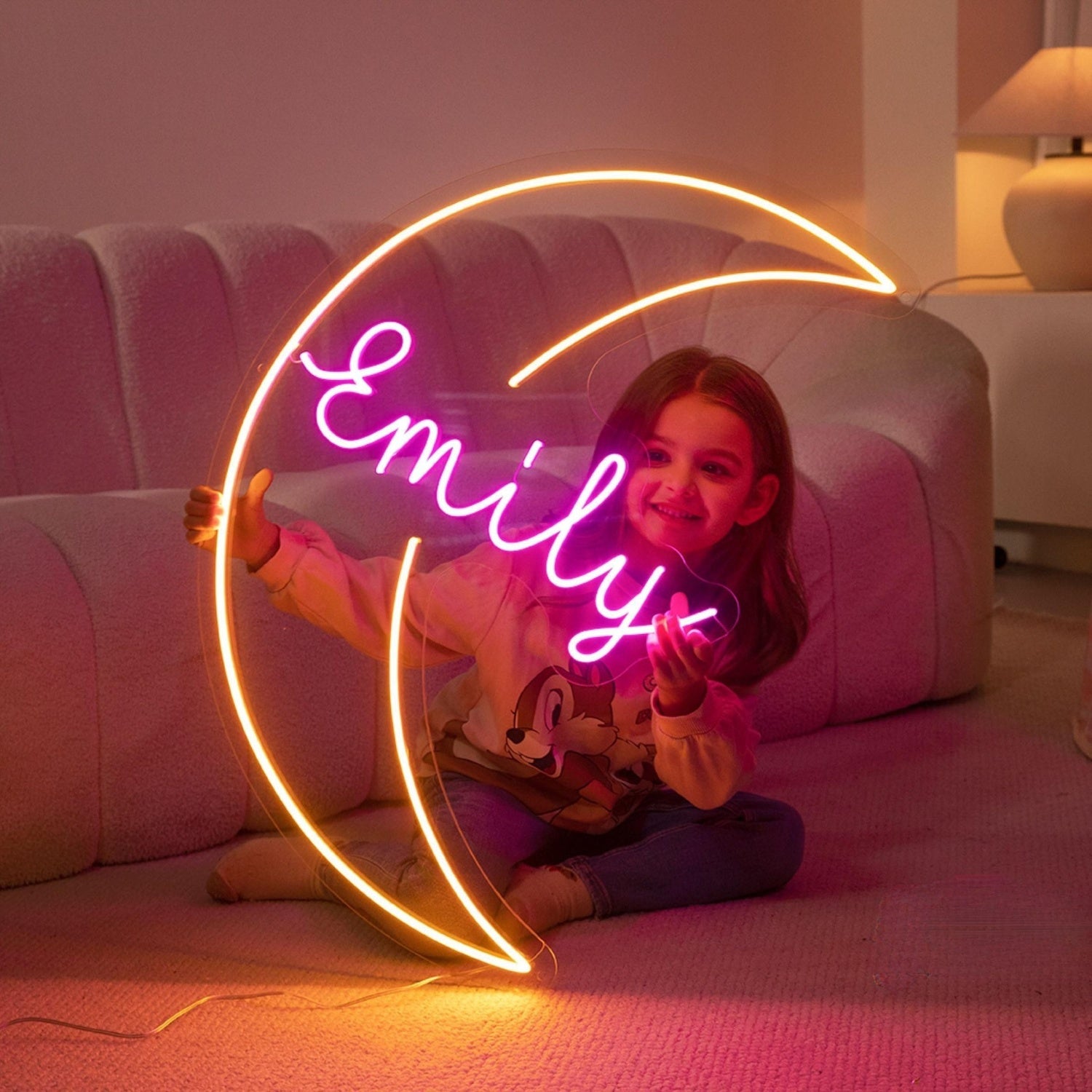 Moon Led Neon Sign With Your Kids Name | Shineneon