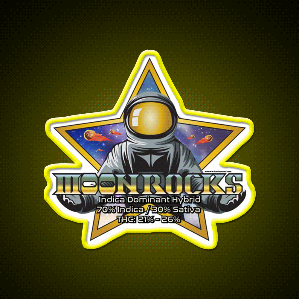 Moonrocks Strain Art Hemp Inspired Green Leaf Led Neon Sign Rgb Color - Custom LED neon sign front view