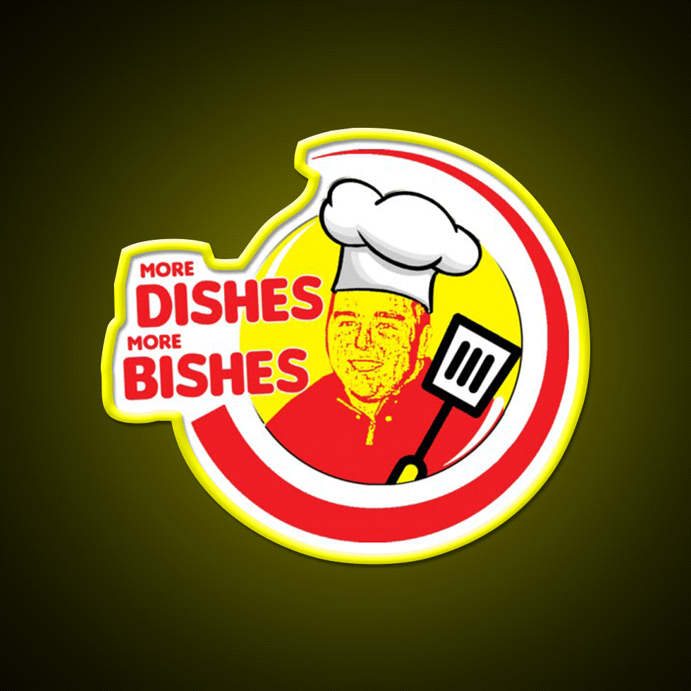 More Dishes More Bishes Fast Food Led Neon Sign For Burger Place Rgb Color - Custom LED neon sign front view