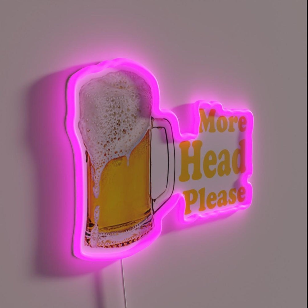 More Head Please Beer Lover Rgb Led Neon Sign - LED neon sign close-up detail