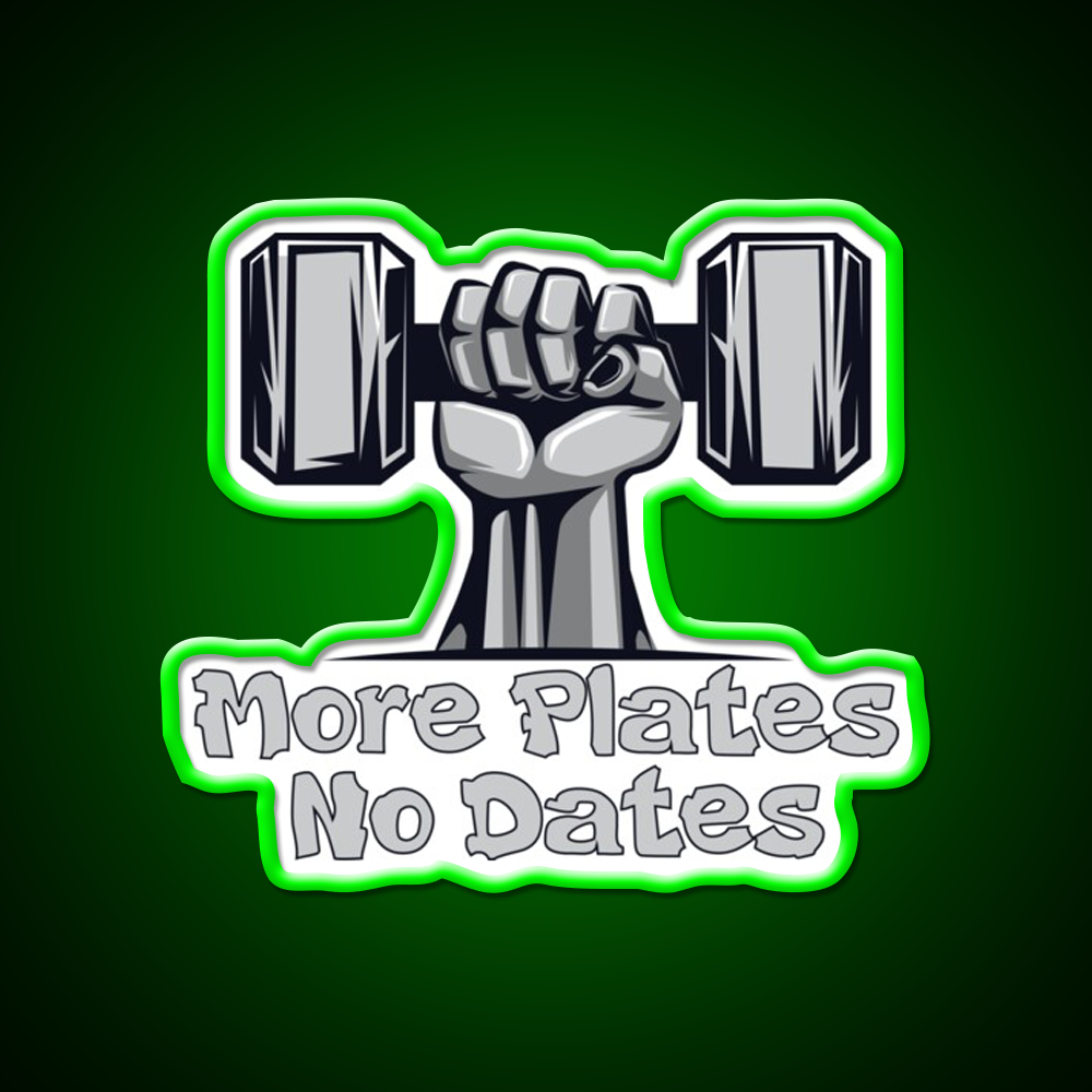 More Plates No Dates Essential Sign Gym Fitness Led Neon Sign Rgb Color