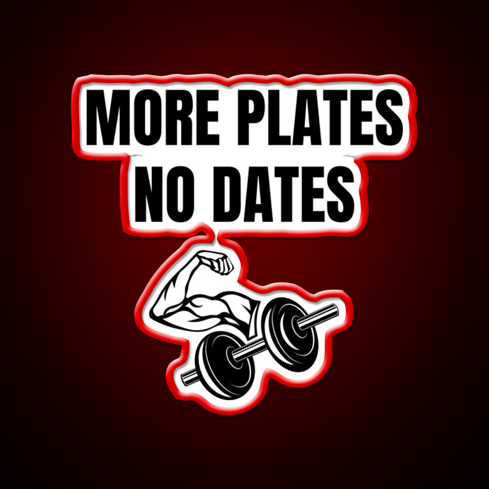More Plates No Dates Gym Fitness Led Neon Sign For Workout Wall Rgb Color