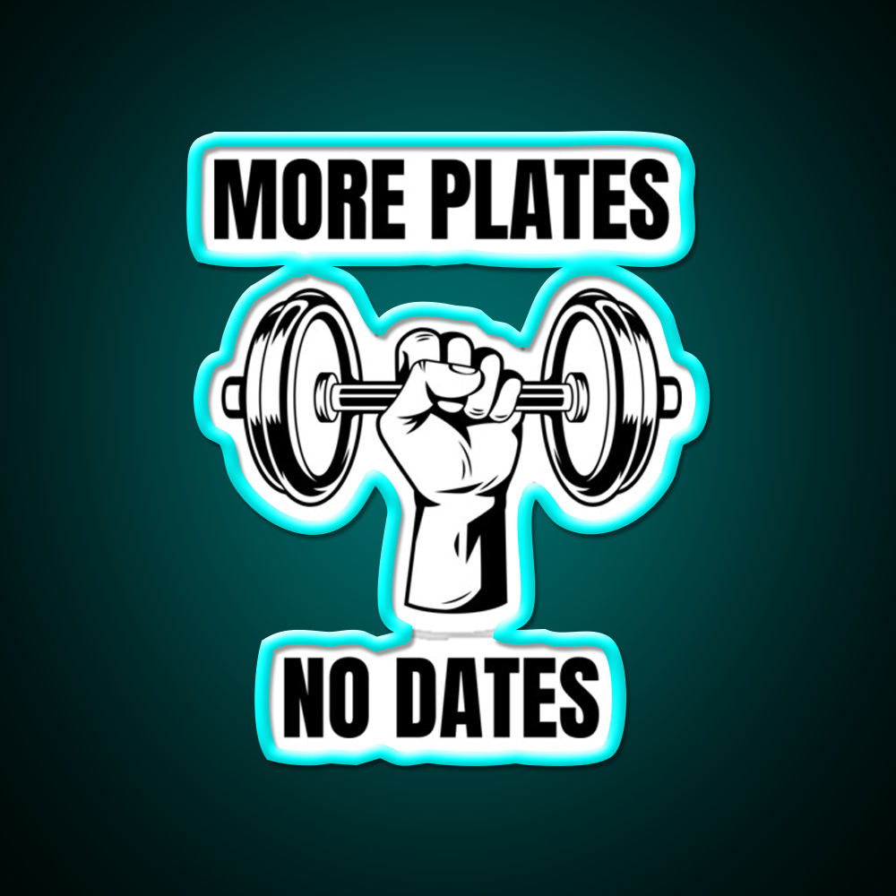 More Plates No Dates Gym Fitness Led Neon Sign Gym Room Sign Rgb Color