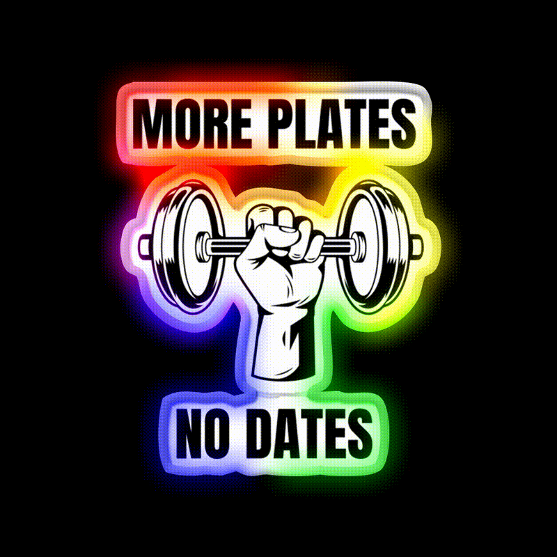More Plates No Dates Gym Fitness Led Neon Sign Gym Room Sign Rgb Color
