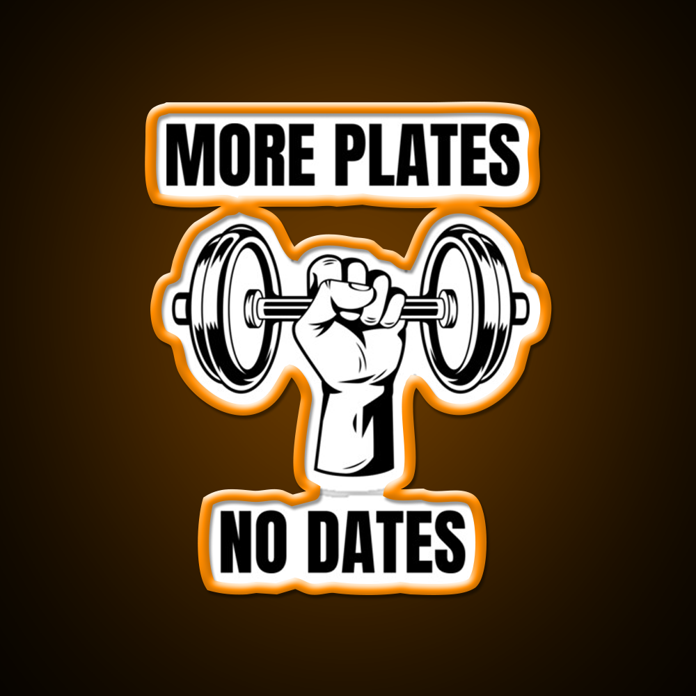 More Plates No Dates Gym Fitness Led Neon Sign Gym Room Sign Rgb Color