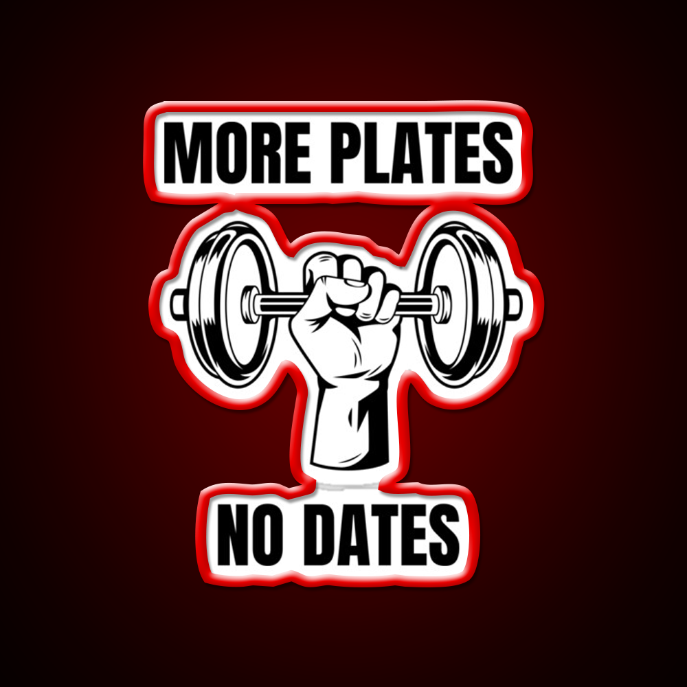 More Plates No Dates Gym Fitness Led Neon Sign Gym Room Sign Rgb Color