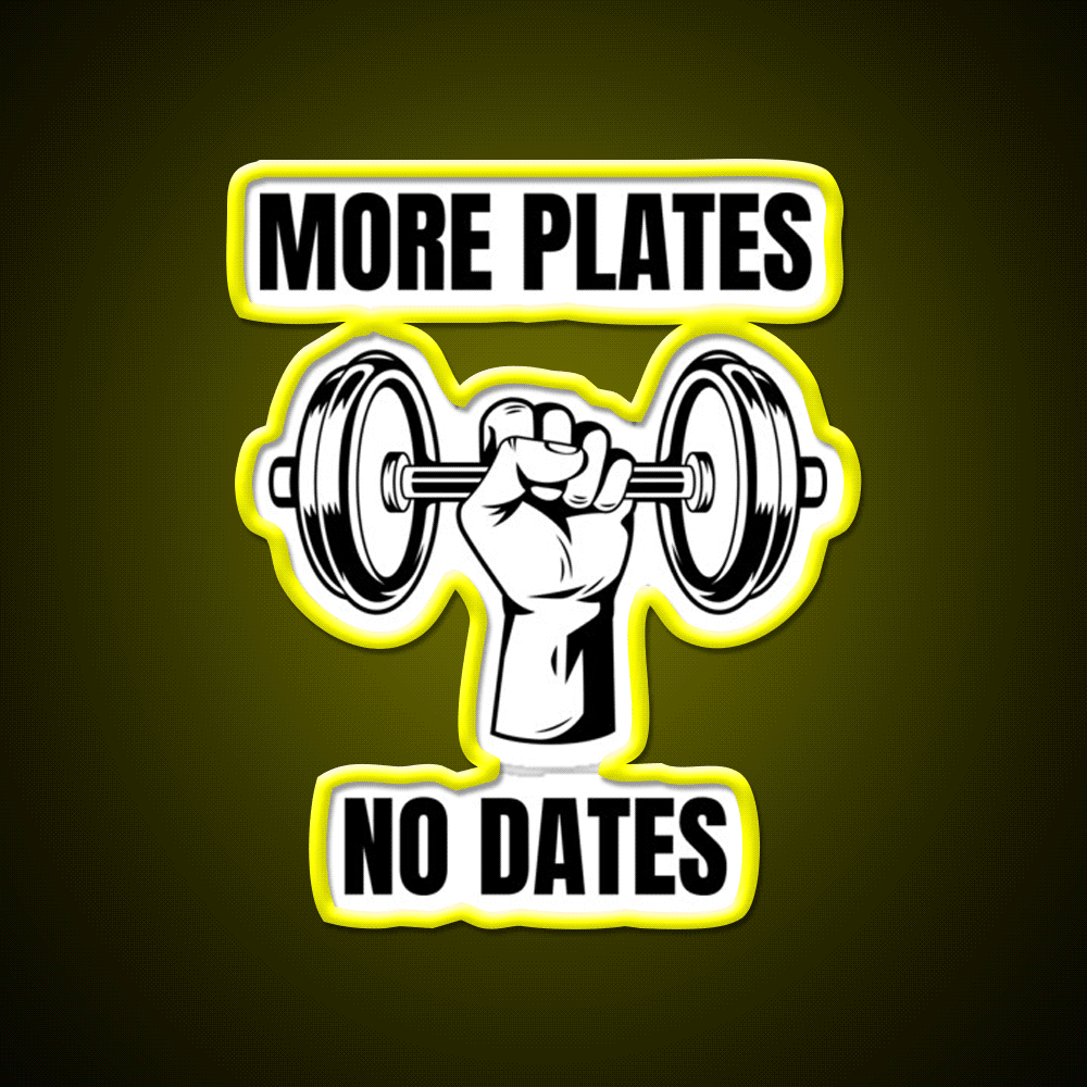 More Plates No Dates Gym Fitness Led Neon Sign Gym Room Sign Rgb Color
