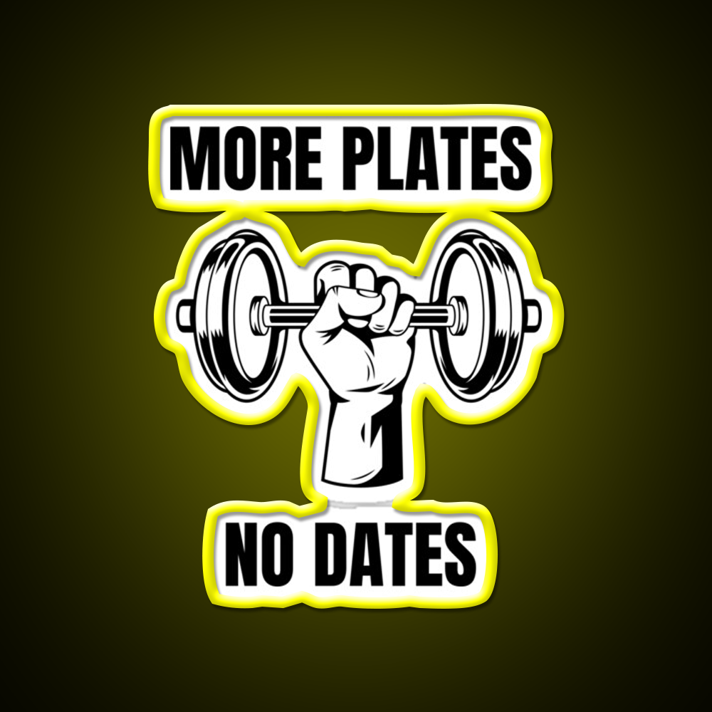 More Plates No Dates Gym Fitness Led Neon Sign Gym Room Sign Rgb Color