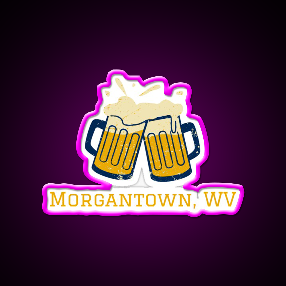 Morgantown Beer Bar Decor Led Neon Sign Rgb Color - Neon sign mounted on wall in room
