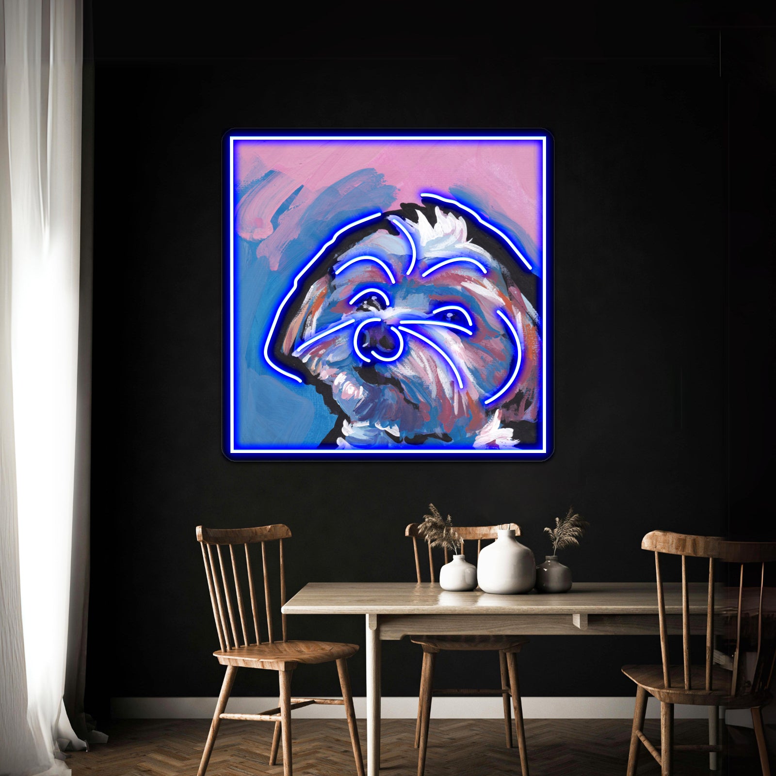 Morkie Maltese Yorkie Colorful Pop Dog Artwork Neon Wall Signs | Shineneon