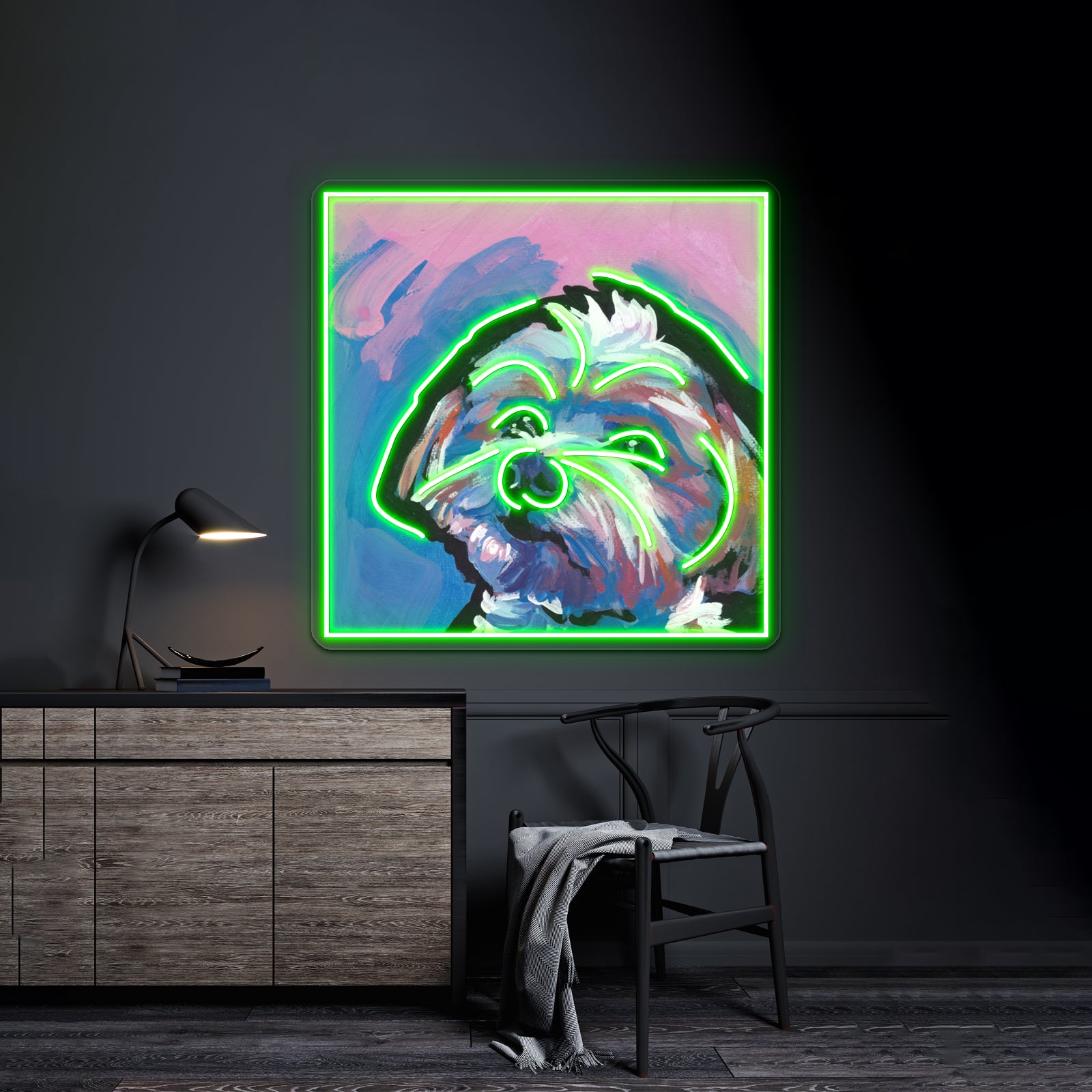 Morkie Maltese Yorkie Colorful Pop Dog Artwork Neon Wall Signs | Shineneon