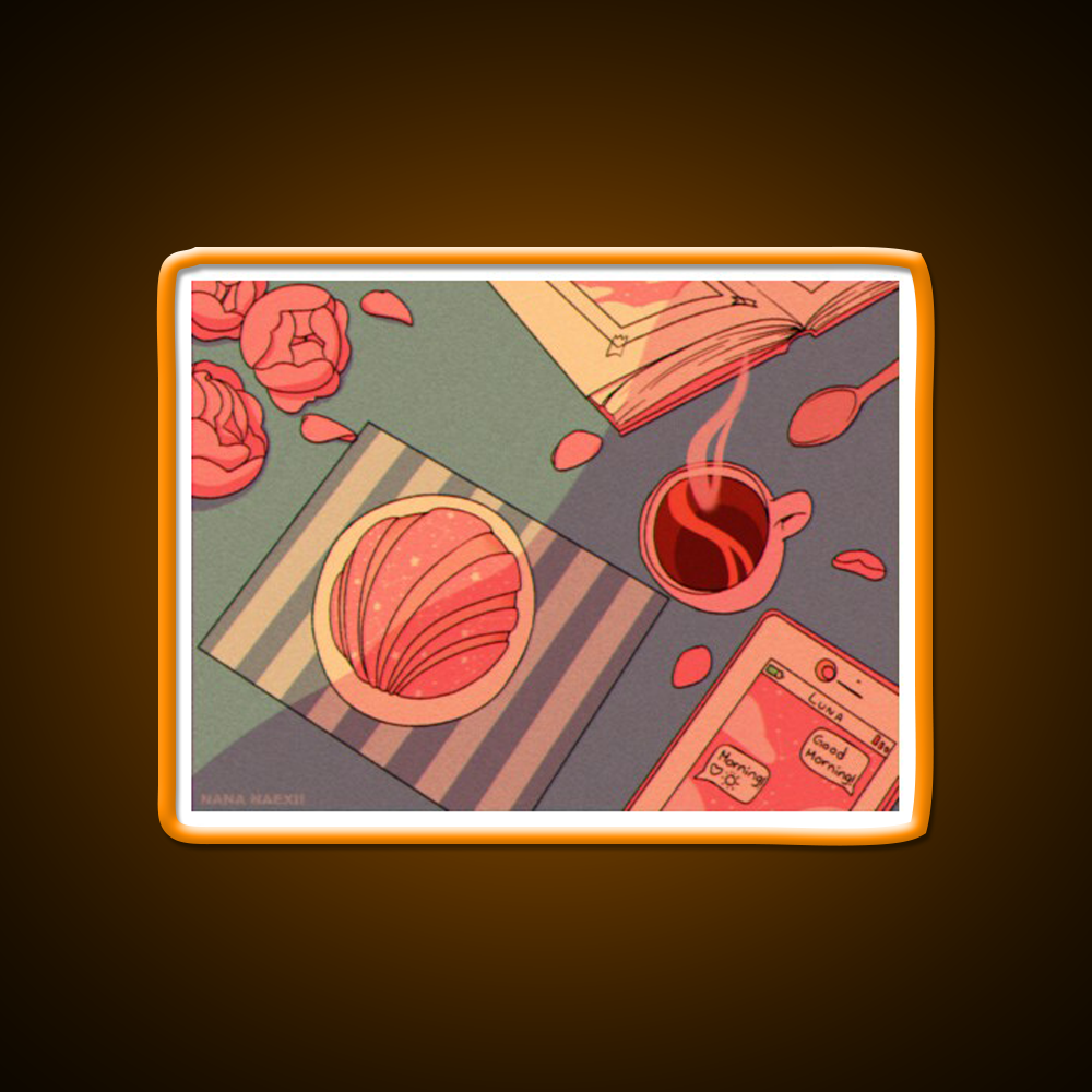 Morning Vibes Cafe Led Neon Sign Espresso Bar Art Rgb Color