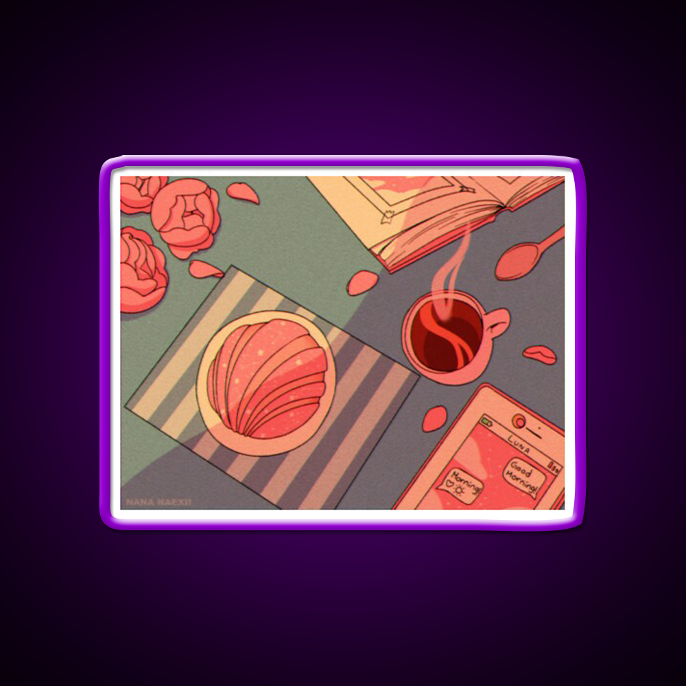 Morning Vibes Cafe Led Neon Sign Espresso Bar Art Rgb Color