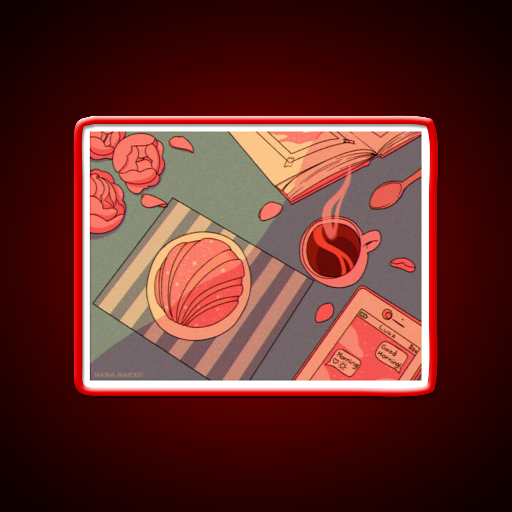 Morning Vibes Cafe Led Neon Sign Espresso Bar Art Rgb Color