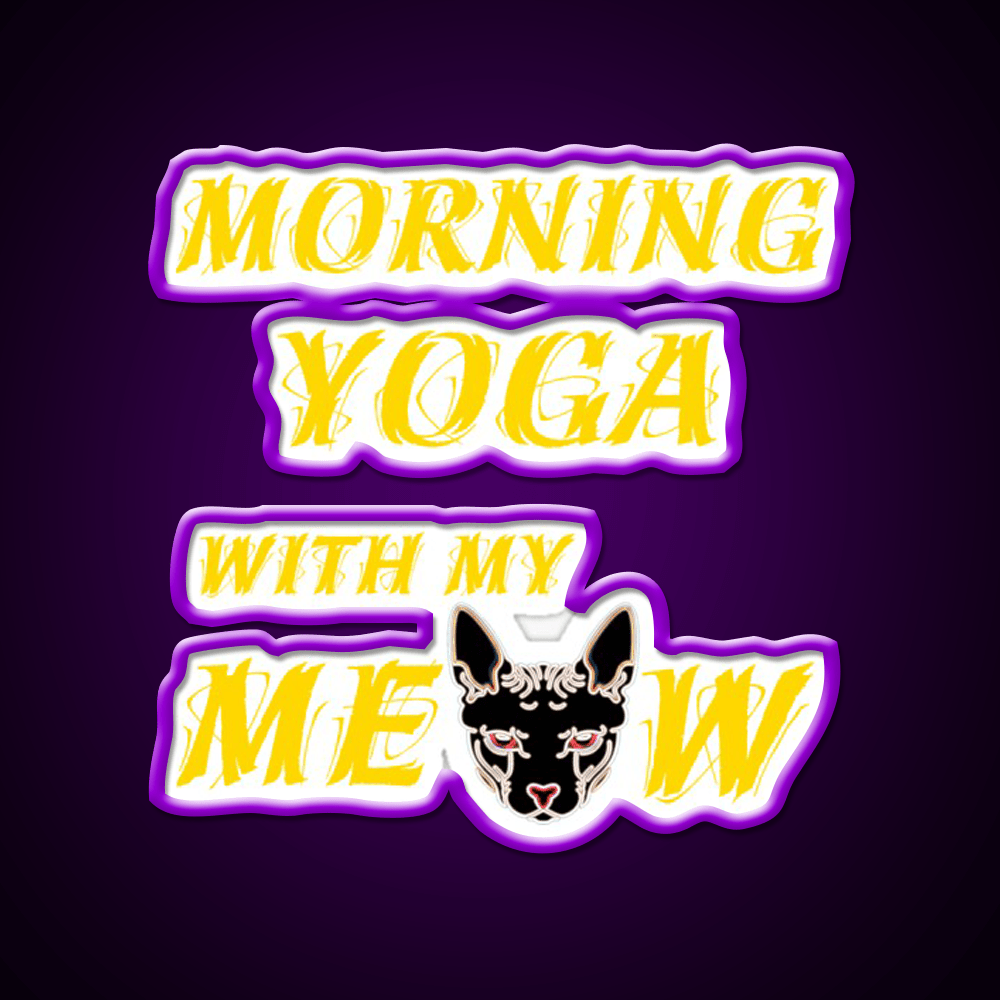Morning Yoga With My Cat Yoga Led Neon Sign For Wellness Space Rgb Color - Shineneon