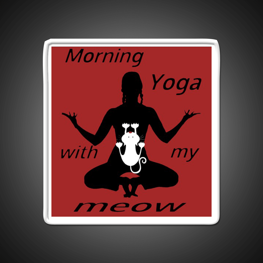 Morning Yoga With My Meow Yoga Led Neon Sign For Wellness Space Rgb Color - Shineneon