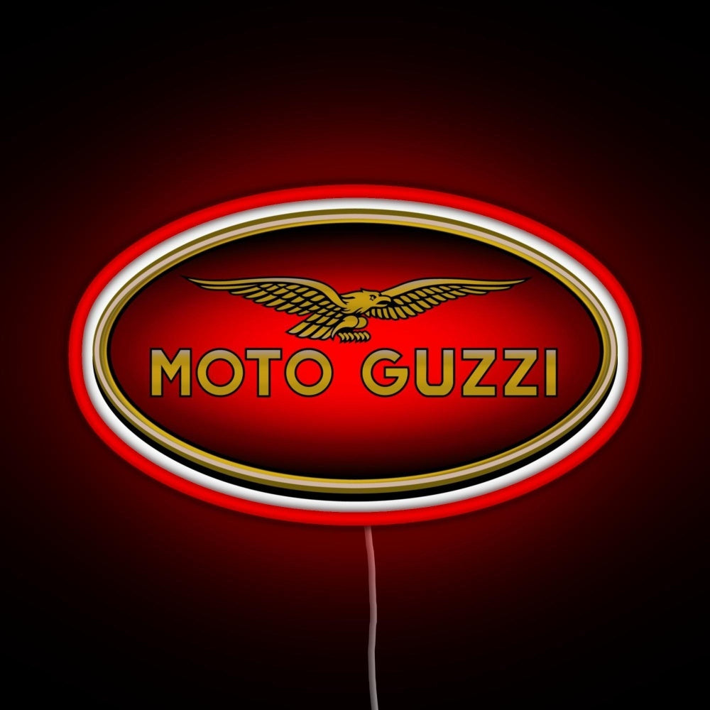 Moto Guzzi Logo Type 1 Colour Rgb Neon Sign - Custom LED neon sign front view